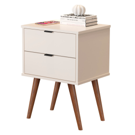  Mesa de Cabeceira 1818 Off White Puxadores Cava JB Bechara