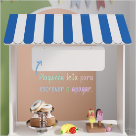 Lojinha Mercadinho Com Plaquinha 1Gav e Adesivo Dupla Cor Vermelho Azul Ofertamo 