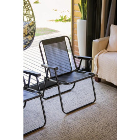 Cadeira De Praia Dobrável Alta Mor 002059 Preta Suporta 110kg