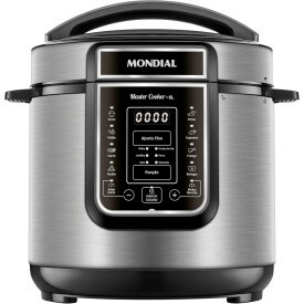 Panela de Pressão Elétrica Digital 6L, Mondial, Preto/Inox, 1000W, 110V - PE-60-6L-I