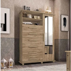 COMODA ATENAS CEDRO 1 PORTA SAPATEIRA ESPELHO 6 GAVETAS 1.72 ALT LANZA