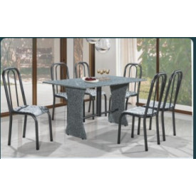 CONJ DE MESA ONIX 6 CADEIRAS ALTA PÉ GRANITO JJ22A - JONAS
