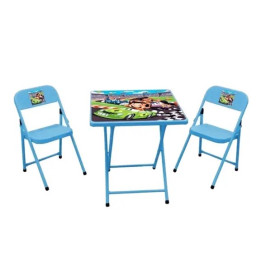 Conjunto de mesa infantil com 2 cadeiras azul carros açomix