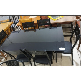 CONJUNTO MESA LINEA 1,47x0,80 VIDRO 6 CAD TITANIUM DC CJ34 AÇO NOBRE