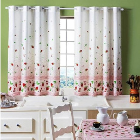 CORTINA P/ COZINHA ALEGRA 1,35m ALT X 2,00m LARG MORANGO
