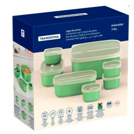 JOGO POTES 7 PC MIX COLOR VERDE SALVIA TRAMONTINA POTES E TAMPAS DE POLIPROPILENO
