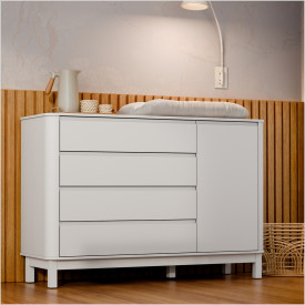Cômoda Flow Laqueado 100% MDF Branco Soft 20533 Matic
