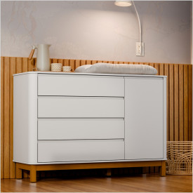 Cômoda Flow Laqueado 100% MDF Branco Soft/Eco Wood 20531 Matic