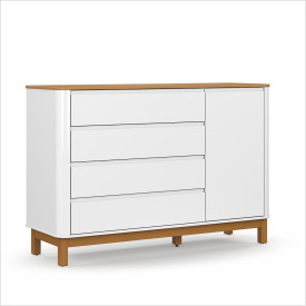 Cômoda Flow Laqueado 100% MDF Branco Soft Freijó Eco Wood 20535 Matic
