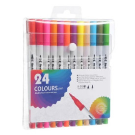 ESTOJO DE CANETAS PONTA DUPLA BRANCA 24PÇS SCB-24