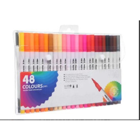 ESTOJO DE CANETAS PONTA DUPLA BRANCA 48PÇS SCB-48