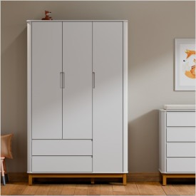 Roupeiro Flow 3 Portas c/ Gavetas 100% MDF Branco Soft Eco Wood 71217 Matic Móveis