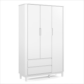 Roupeiro Flow 3 Portas c/ Gavetas 100% MDF Branco Soft 71219 Matic Móveis