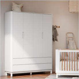 Roupeiro Flow 4 Portas c/ Gavetas 100% MDF Branco Soft 71223 Matic Móveis