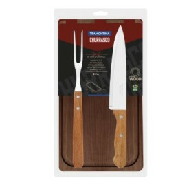 Kit para Churrasco 3 peças Dynamic Aço inox c/ Madeira 22399036 - Tramontina