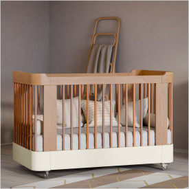 Berço Nido 3 Em 1 Laqueado 100% MDF  C/ Rodízios Freijó Off White Eco Wood 61649 Matic Móveis