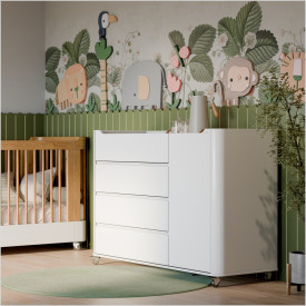 Cômoda Nido Com Porta 100% MDF Branco Soft 20532 Matic Moveis