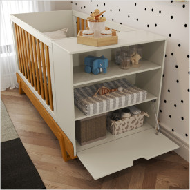 Berço Laqueado Maxx 100% MDF 3 Em 1 Off White Soft Freijó Eco Wood 61452 Matic Móveis