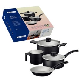 JOGO PANELAS 4 PC TURIM PRETA ALUMINIO VIDRO COM REVESTIMENTO ANTIADERENTE TRAMONTINA