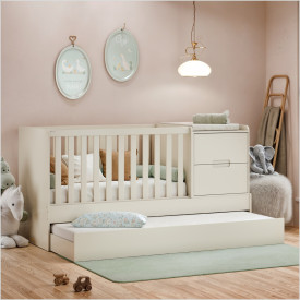 Berço Laqueado 100% MDF Formare C/ Gavetas e Nicho Off White 61508 Matic Moveis