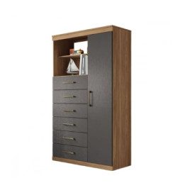 Multi Comoda Maraba 1 Porta 6 Gavetas Jatoba Grafite Santos Andira