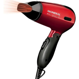 SECADOR DE CABELO MAX TRAVEL PORTÁTIL DOBRÁVEL MONDIAL 1200W SC-10 4080-01 VERMELHO/PRETO BIVOLT