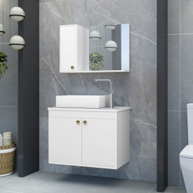 Conjunto Gabinete Para Banheiro Pratiko Branco Ofertamo