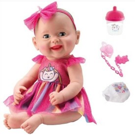 BONECA DIVER NEW BORN UNIQUE COLLECTION VESTIDO ARCO IRIS 8202 DIVERTOYS