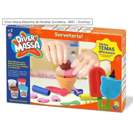 MASSINHA MASSA SORVETERIA MASSA DE MODELAR C/ACESSORIOS 8061 DIVERTOYS