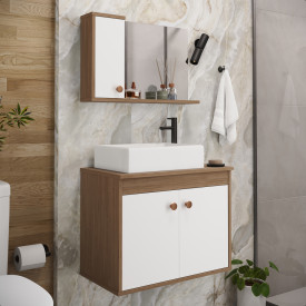 Conjunto Gabinete Para Banheiro Pratiko Avelato Branco Ofertamo