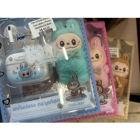 Fone de Ouvido Bluetooth Case Labubu Pelucia K103 K104