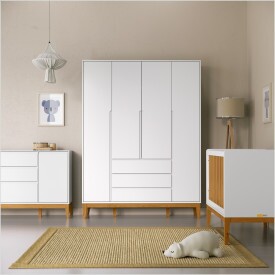 Roupeiro 4 Pts Nature Clean SM 100% MDF Laqueado Branco Soft/Eco Wood Slow Motion 71294 Matic