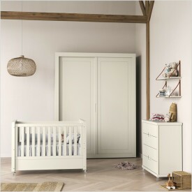 Berço Tutto Laqueado 2 em 1 100% MDF Com Capitonê Off White Soft 61735/51707 Matic Moveis