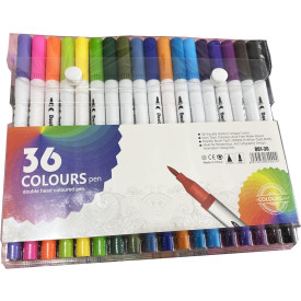 ESTOJO DE CANETAS PONTA DUPLA BRANCA 36PÇS SCB-36