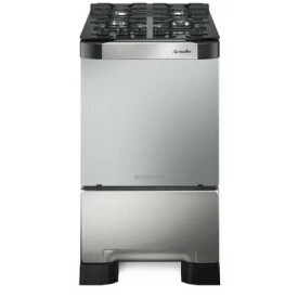 Fogão Mueller 4 bocas Decorato Vetro Inox com mesa de vidro