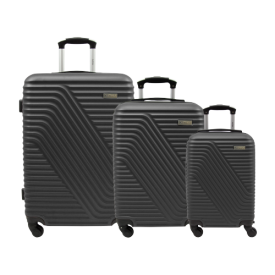 CONJUNTO DE MALAS PARA VIAGEM EM ABS 20 24 28 BOSTON CINZA CHUMBO W570-1988  BATIKI