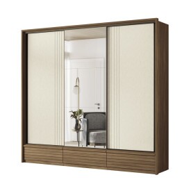 GUARDA ROUPA DEMOCRATA 03 PTS CORRER JATOBA AREIA FLEX 163643 SANTOS ANDIRA