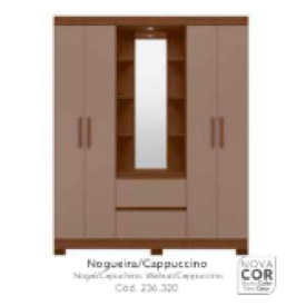 Guarda Roupa Olimpia c/ espelho Nogueira Cappuccino Albatroz