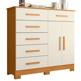 Comoda Xangai 2 Portas 6 Gavetas Cinamomo Off White Albatroz