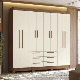 Guarda Roupa Paranavai 8.6 8 Portas 6 Gavetas Jatoba Areia Santos Andira