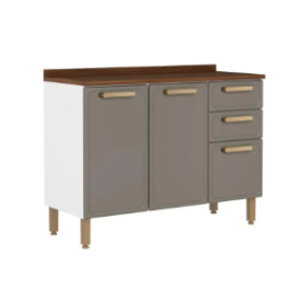 Balcão Aço Triplo 2 Gavetas 1,20 Essencia HPNC Bertolini