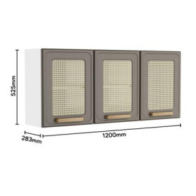 Armario Aço Triplo Madeira Vidro Palha Duna Essencia HP Bertolini