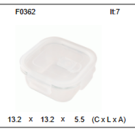 Pote Vidro Hermetico Quadrado 525ml 13,2x13,2x5,5cm Unidade F0362 - Ofertamo