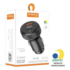 Carregador Veicular 60W 9.1A C-IOS CJ13-2 Gold