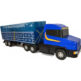 Carreta Lona Plastico e Madeira 26x90 PA Brinquedos