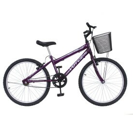 Bicicleta Aro 24 Traid 21 Marchas c/ Cesta Violeta  Voyce