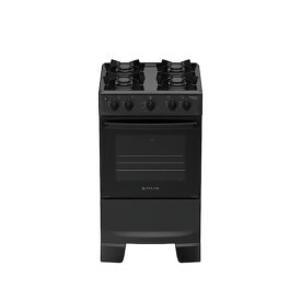 Fogão 4 bocas Atlas Mônaco Lustro Automático Mesa de Aço Esmaltado Preto - Bivolt