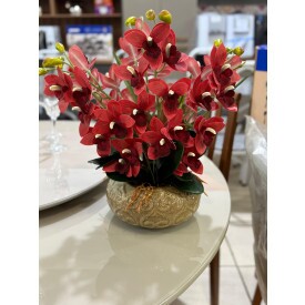 Arranjo Orquidia Vermelha Vaso Redondo