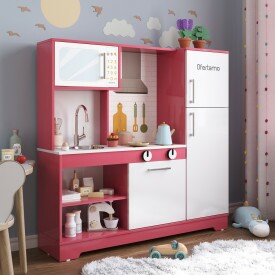 Cozinha Infantil com Refrigerador Elô - Branco/Rosa