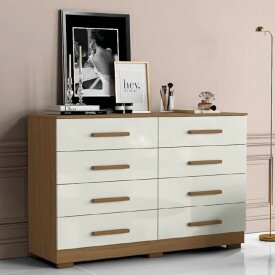 Comoda Paris 8 Gavestas Noce Bronze / Off White Lanza